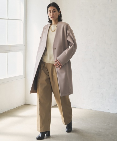 「Audrey and John Wad」 ノーカラーコート FREE ベージュ レディース_画像3