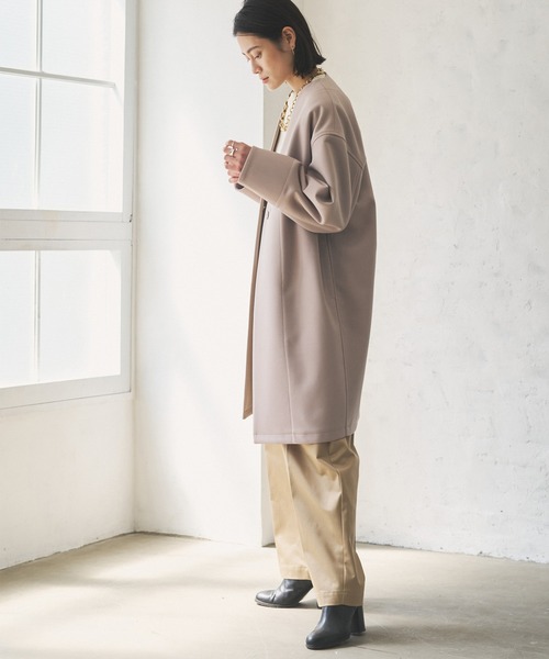 「Audrey and John Wad」 ノーカラーコート FREE ベージュ レディース_画像4