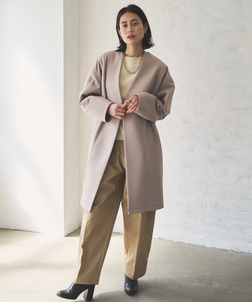 「Audrey and John Wad」 ノーカラーコート FREE ベージュ レディース_画像5