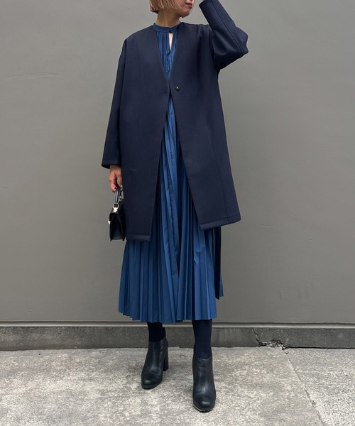 「Audrey and John Wad」 ノーカラーコート FREE ベージュ レディース_画像9