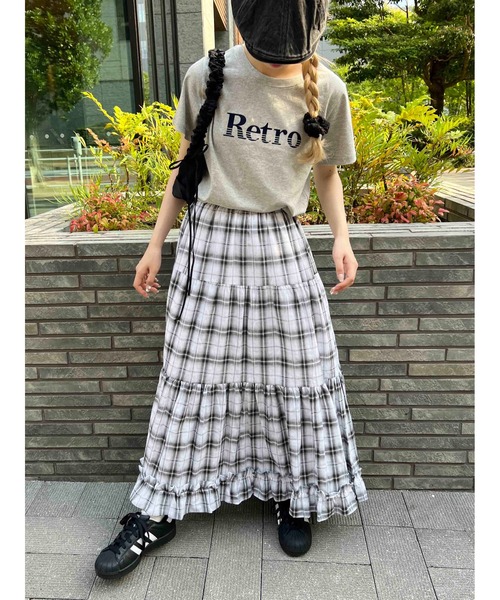 WC ロング スカート オンブレチェックティアードロングスカート