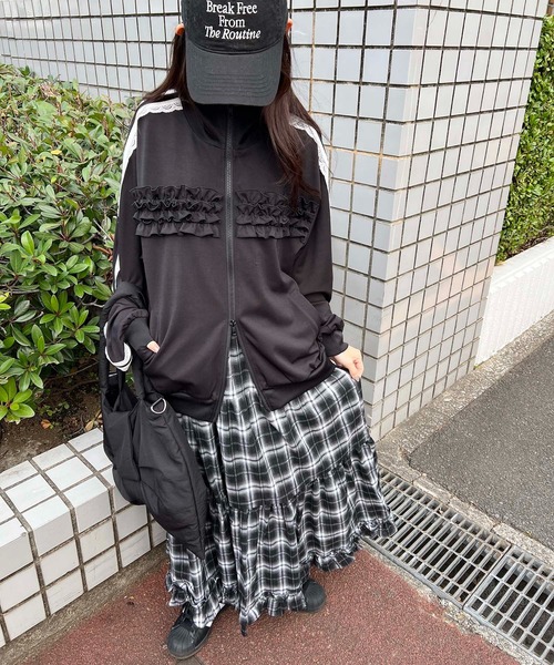 WC ロング スカート オンブレチェックティアードロングスカート