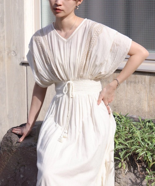 BAB(バブ) ワンピース 「S・Mサイズ展開」フロント刺繍ウエスト BAB(バブ) ワンピース 「S・Mサイズ展開」フロント刺繍ウエスト