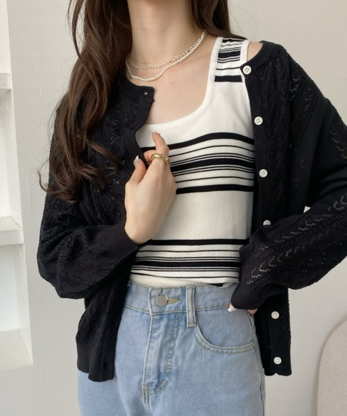 「Eclat one」 「ada.」ニットカーディガン FREE ブラック レディース_画像3