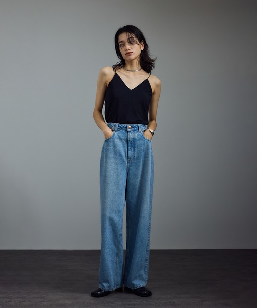 サロン アダム エ ロペ（SALON adam et rope’ ）/ベア天カップ付きVネックキャミソール［UVケア・接触冷感］ SALON adam et rope'（サロン アダム エ ロペ） キャミソール ベア天