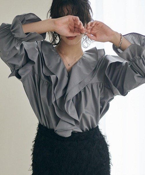 「RANAN」 長袖ブラウス M チャコール レディース_画像3