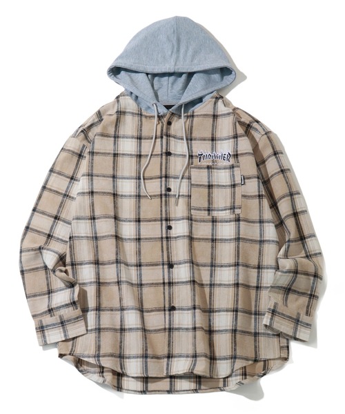フード付きネルシャツ THRASHER シャツ 「THRASHER/スラッシャー」 フード付き ワン