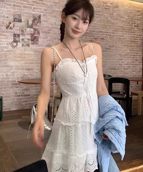 「shopnikoniko」 キャミソールブラウス フリー ホワイト レディース_画像4