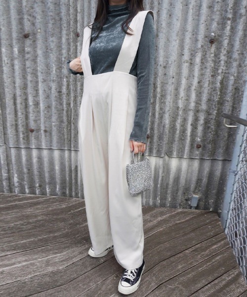 ReRe サロペット オーバーオール ワイドパンツトツイルサロペット