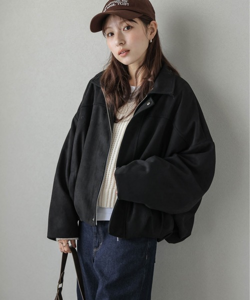 コート アウター フェイクスエードドルマンジャケット レディース