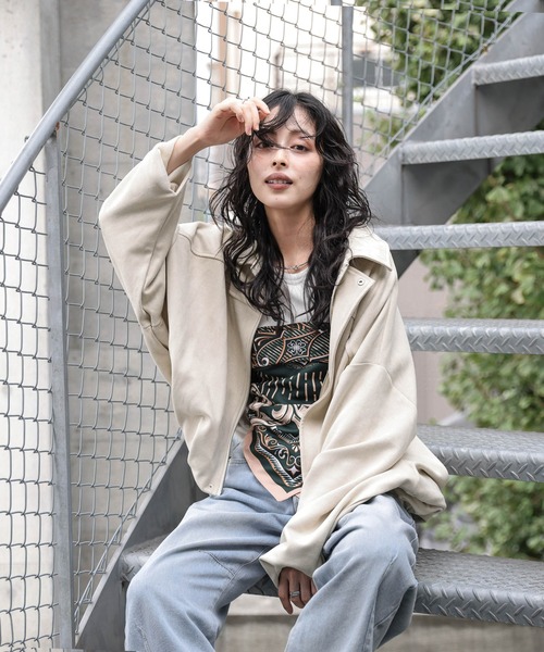 コート アウター フェイクスエードドルマンジャケット レディース