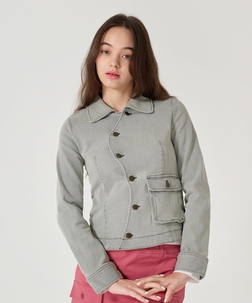 アシンメトリー デニム ジャケット TINA：JOJUN新品未使用 TINA：JOJUN デニムジャケット gジャン アシンメトリー デニム