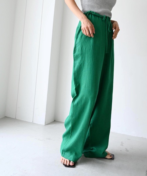 「CANAL JEAN」 「El mar」イージーパンツ ONE SIZE カーキ レディース_画像3