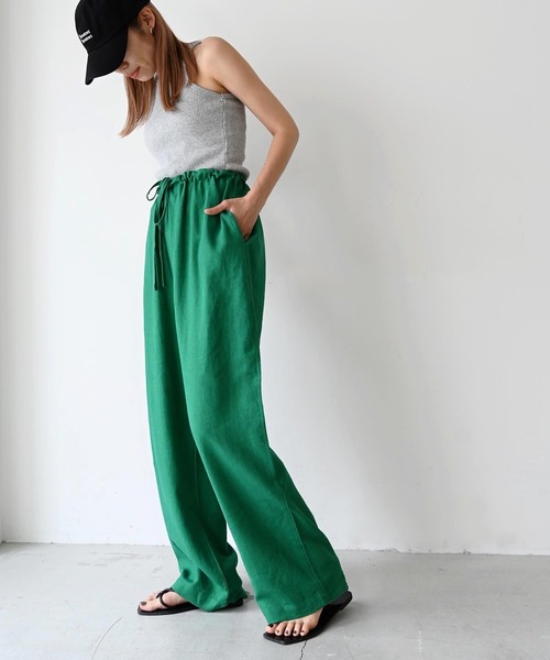 「CANAL JEAN」 「El mar」イージーパンツ ONE SIZE カーキ レディース_画像4