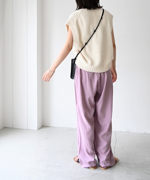 「CANAL JEAN」 「El mar」イージーパンツ ONE SIZE カーキ レディース_画像5