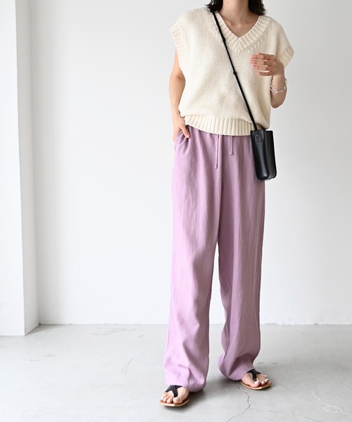 「CANAL JEAN」 「El mar」イージーパンツ ONE SIZE カーキ レディース_画像6