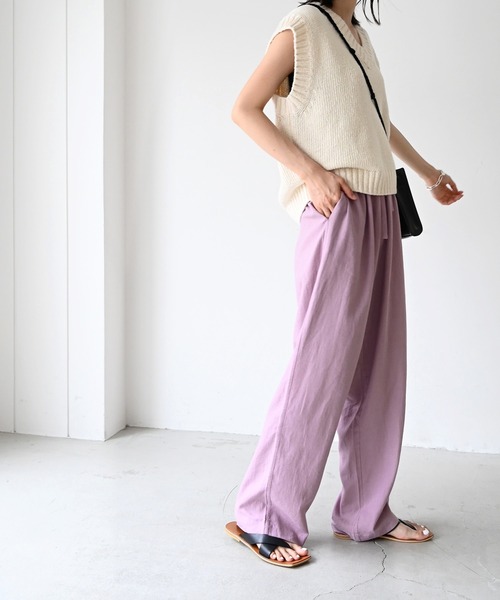 「CANAL JEAN」 「El mar」イージーパンツ ONE SIZE カーキ レディース_画像8