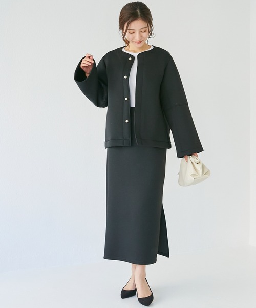 「INCEDE」 ノーカラージャケット 3L ベージュ レディース_画像8