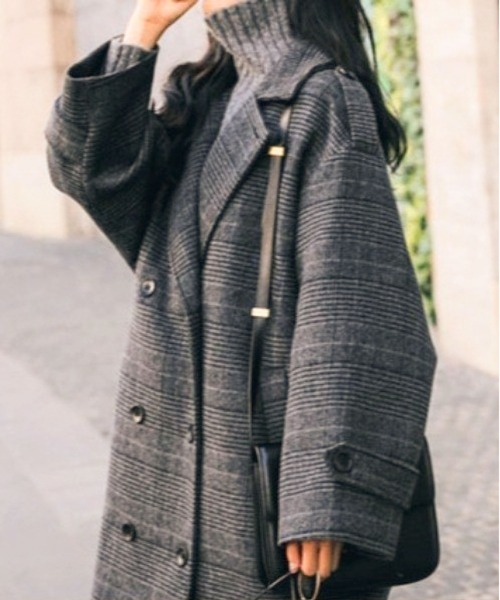 BLANC FICELLE コート アウター グレンチェック 裏地キルティング