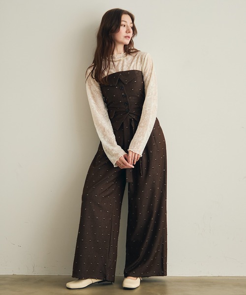 Lunea セットアップ ドットデザインセットアップ レディース