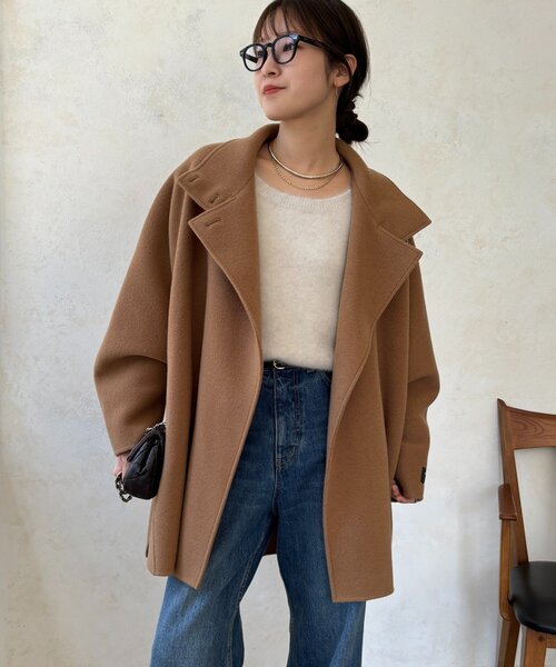 DOUDOU 新品ダブルフェイスドルマンコート　キャメル DouDou（ドゥドゥ） コート アウター ダブルフェイスドルマンコート