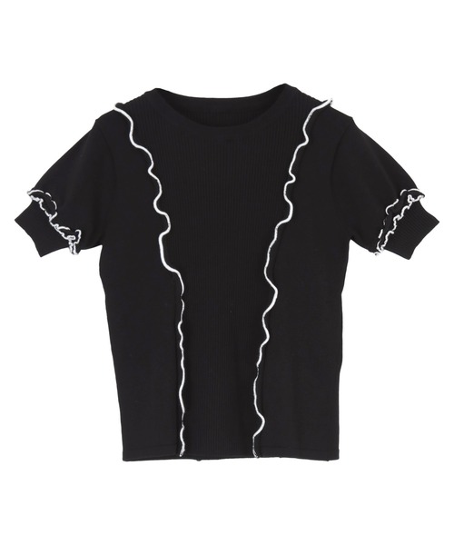 「miette」 半袖ニット FREE ブラック レディース_画像2