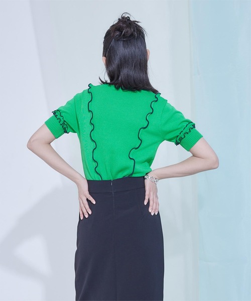 「miette」 半袖ニット FREE ブラック レディース_画像5