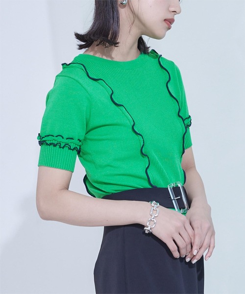 「miette」 半袖ニット FREE ブラック レディース_画像7