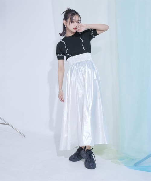 「miette」 半袖ニット FREE ブラック レディース_画像8