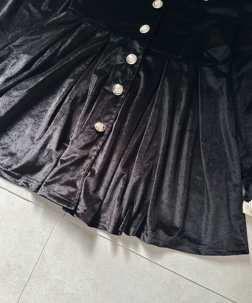 ワンピース ゴールドボタン ベロア調ミニワンピース / 韓国 Y2K ベロア調 ダブルブレスト | lulufa | 15