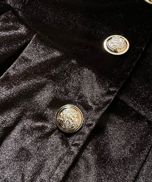 ワンピース ゴールドボタン ベロア調ミニワンピース / 韓国 Y2K ベロア調 ダブルブレスト | lulufa | 16