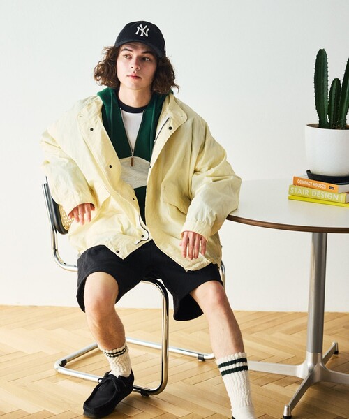 「HINSON」 ナイロンブルゾン MEDIUM オリーブ メンズ_画像8