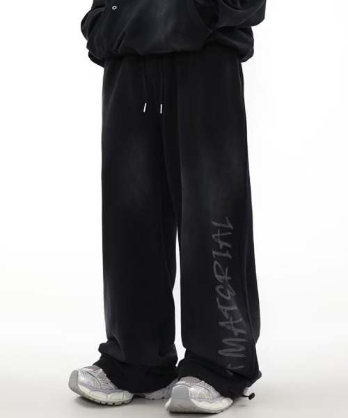 ワイドパンツ パンツ DustTrailグランジ加工ワイドスウェットパンツ