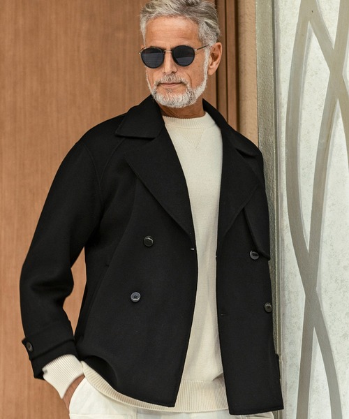 【美品】AKM ウールコート　ピーコート ブラック　S AKM Contemporary（エイケイエムコンテンポラリー） pコート