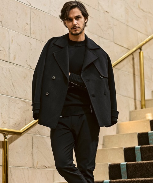 AKM ダウンジャケット　ウールピーコート定価14.6万円 AKM - AKM ウール ピーコート ダウン ジャケット S ネイビー Pコート