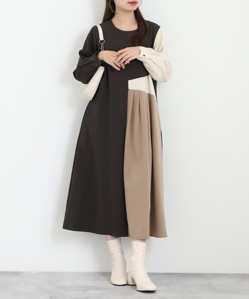 Anna Nicola（アンナニコラ） ワンピース 配色ワンピース : ZOZOTOWN