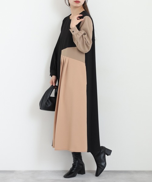 Anna Nicola（アンナニコラ） ワンピース 配色ワンピース : ZOZOTOWN