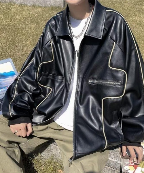 「VIBGYOR」 「burlesque」ブルゾン FREE ブラック メンズ_画像9