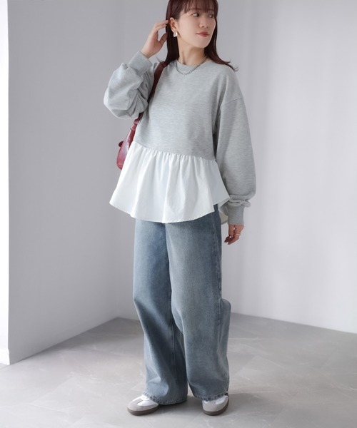 Riberry（リベリー） トレーナー スウェット 裏毛ペプラム異素材