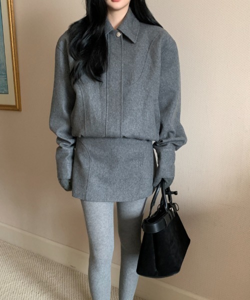 FAVORITO セットアップ 襟付きダブルジップメルトンジャケット+