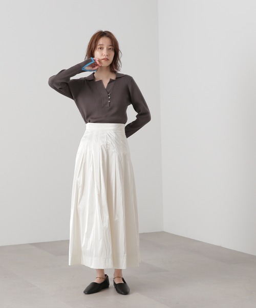 「N.(N. Natural Beauty Basic)」 長袖ポロシャツ MEDIUM ネイビー レディース_画像4