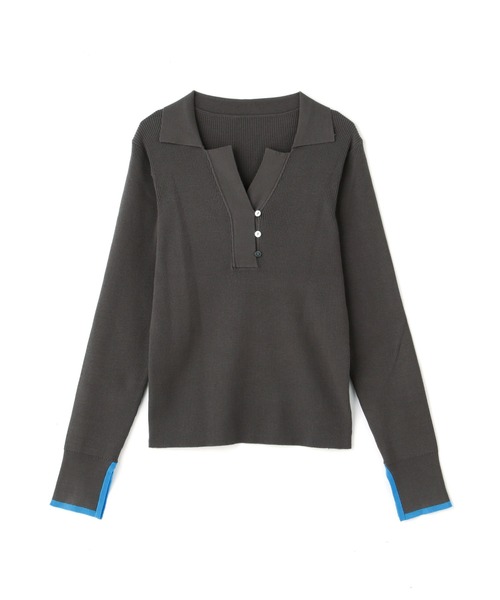 「N.(N. Natural Beauty Basic)」 長袖ポロシャツ MEDIUM ネイビー レディース_画像6