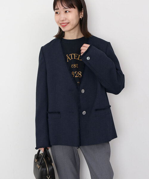 SLOBE IENA（スローブイエナ） ノーカラージャケット FREE ネイビー