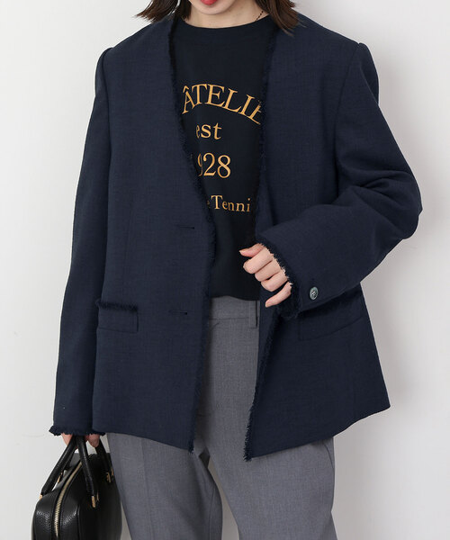 SLOBE IENA（スローブイエナ） ノーカラージャケット FREE ネイビー