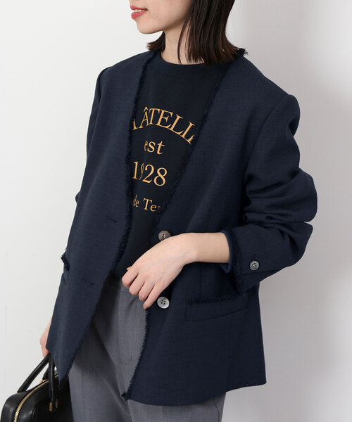 SLOBE IENA（スローブイエナ） ノーカラージャケット FREE ネイビー