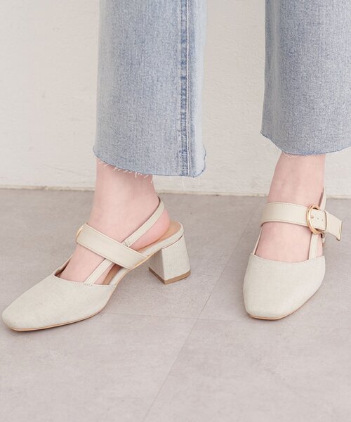 natural couture サンダル スクエアミュールサンダル レディース