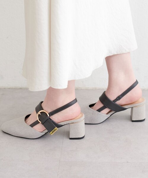 natural couture サンダル スクエアミュールサンダル レディース