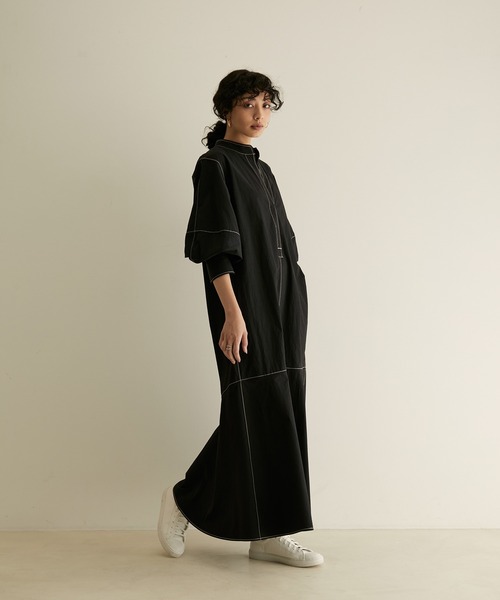 「SALON adam et rope'」 長袖ワンピース FREE ブラック レディース_画像3