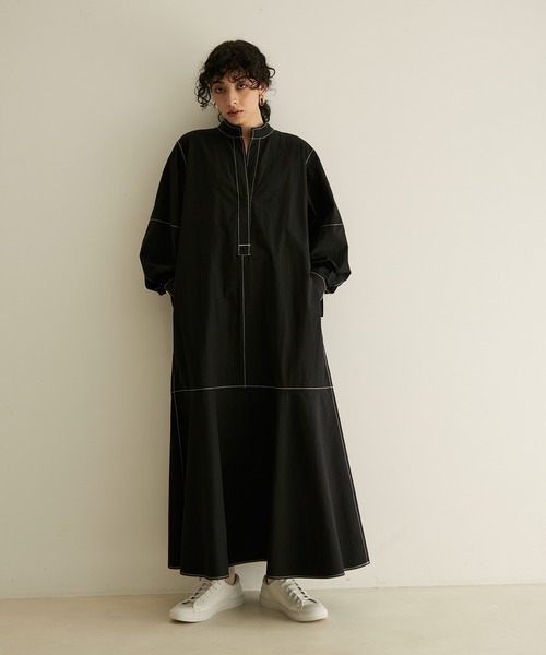 「SALON adam et rope'」 長袖ワンピース FREE ブラック レディース_画像6