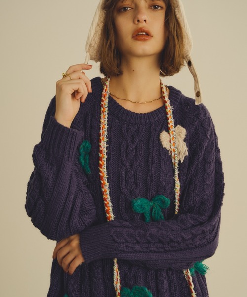 「Unitage」 長袖ニット FREE アイボリー レディース_画像4